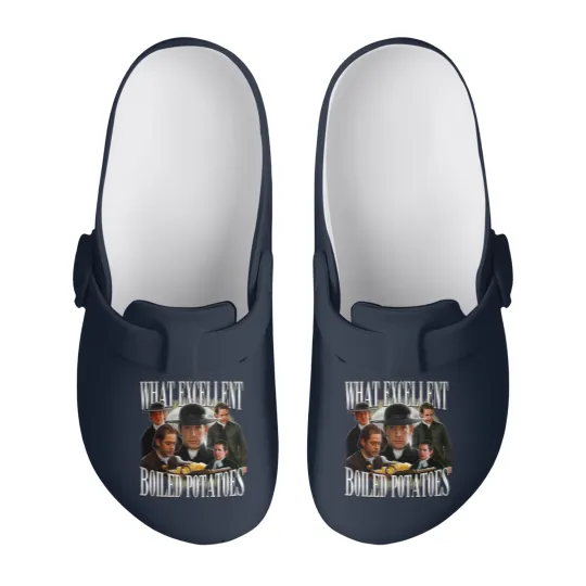 Discover Retro Boiled Potatoes Slip On Clogs, Jane Austen Slip On Clogs, Pride and Prejudice Slip On Clogs Slip On Clogs