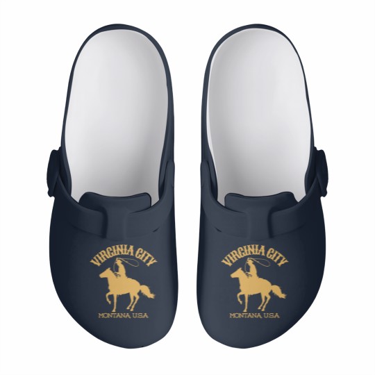 Discover Vintage-Style Virginia City Montana U.S.A. - Gold - CowboyWesternWild West Slip On Clogs