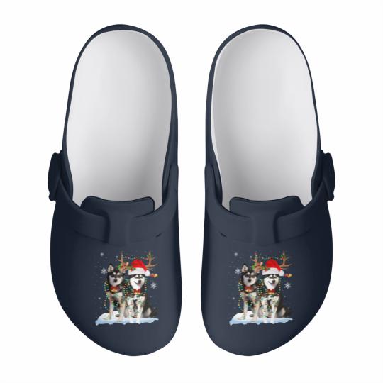 Discover Alaskan Klee Kai Christmas Tree Lights Reindeer Xmas Pajama 151 Slip On Clogs