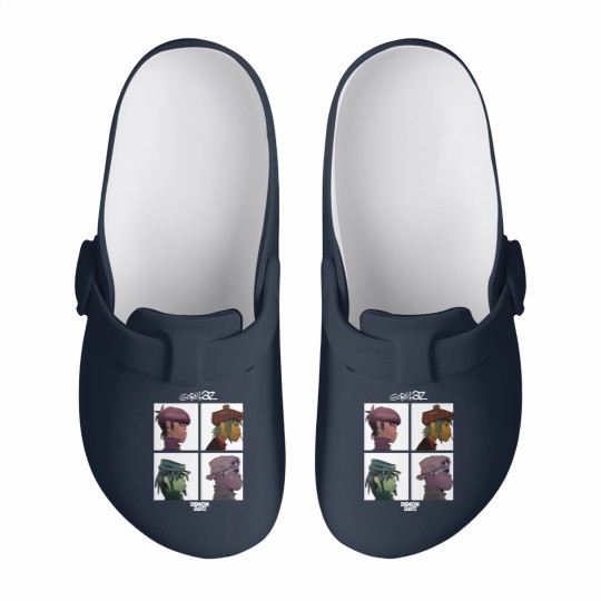 Discover Gorillaz Slip On Clogs Mens Demon Days Band Logo Slip On Clogs Short Sleeve Black