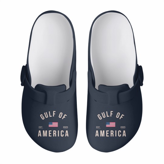 Discover Gulf of America Slip On Clogs, Comfort Colors Unisex Patriotic Slip On Clogs, United States of America Slip On Clogs