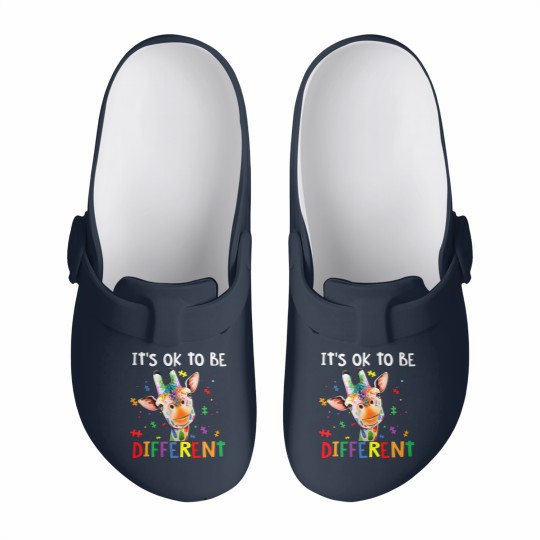 Discover Autism Awareness Cute Giraffe Animal It's Ok To Be Slip On Clogs