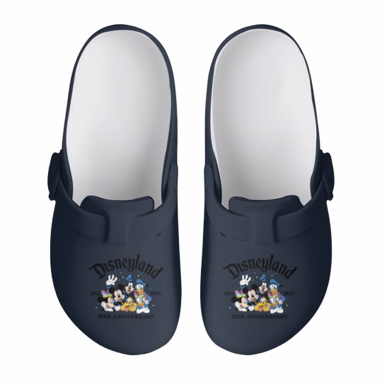 Discover Disneyyland 70th Anniversary Slip On Clogs, Castle Platinum Celebration 1955-2025 Slip On Clogs