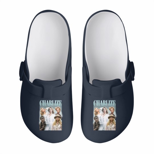 Discover Charlize Theron Vintage Bootleg Slip On Clogs, Charlize Theron Vintage Graphic Slip On Clogs