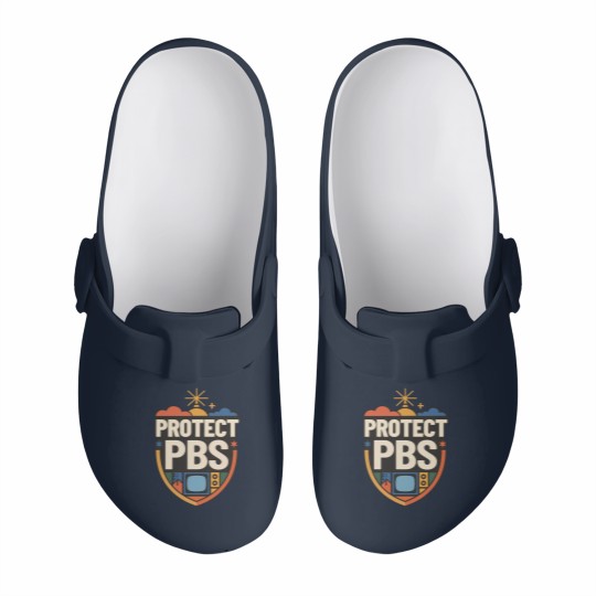 Discover Protect PBS Slip On Clogs, PBS Unisex Slip On Clogs, Political Protest Slip On Clogs, Save Public Broadcasting, Anti Trump Slip On Clogs
