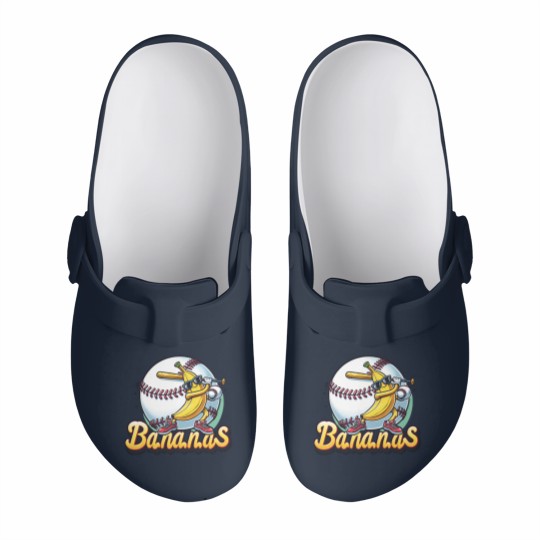 Discover Let's Go Bananas Baseball Slip On Clogs, Sports Team Mascot Slip On Clogs