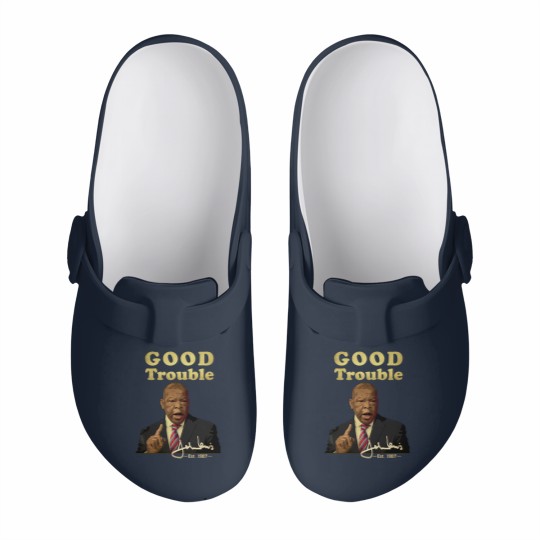 Discover Good trouble john lewis signature est 1987 Classic Slip On Clogs