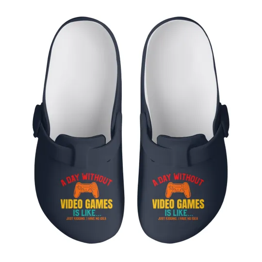 Discover A DAY WITHOUT VIDEO GAMES IS LIKE, Funny Gaming Gamer Slip On Clogs