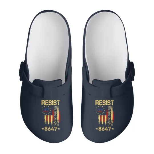 Discover Anti Trump 8647 86 47 US Flag We The People Impeach 47 Unisex Slip On Clogs