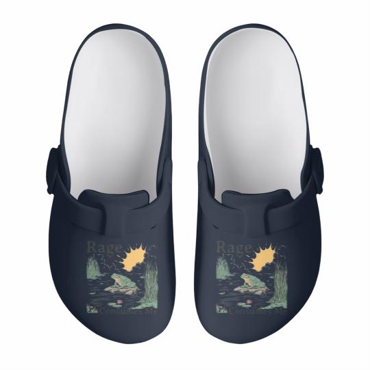 Discover Rage Consumes Me Slip On Clogs, Frog Pond Slip On Clogs, Meme Frog Slip On Clogs, Vintage Style Unisex Slip On Clogs