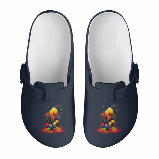 Discover Rainbow Abstraction melted rubix cube - Rainbow Abstraction Melted Rubix Cube - Slip On Clogs