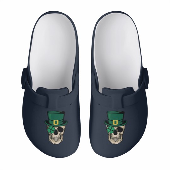 Discover Skull St Patrick's Day Slip On Clogs, Horror St Patrick's Day Slip On Clogs, Lucky Irish Slip On Clogs, Shamrock Slip On Clogs