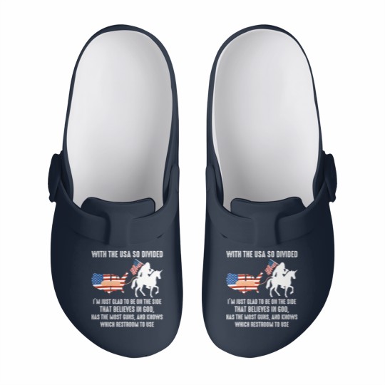 Discover with the usa so divided i'm just glad to be on the side Slip On Clogs