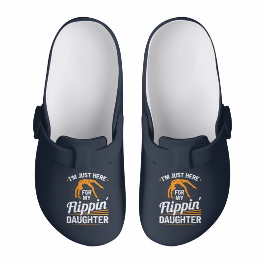 Discover Mens Im Just Here For My Flippin Daughter Gymnastics Dad Slip On Clogs