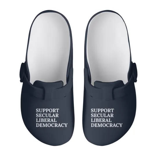 Discover Text: Support Secular Liberal Democracy (white) Slip On Clogs