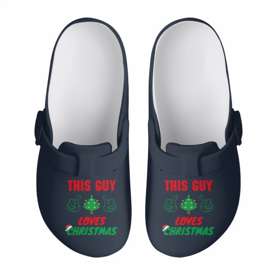 Discover This Guy Loves Christmas, Funny Mens Christmas Slip On Clogs