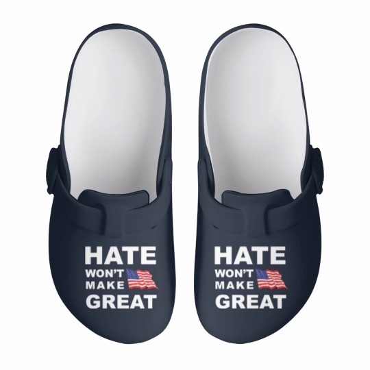 Discover Hate Won't Make US Great Men's Woman's Classic Ame Slip On Clogs