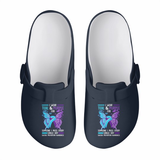 Discover Teal And Purple Ribbon Suicide Prevention Awarenes Slip On Clogs
