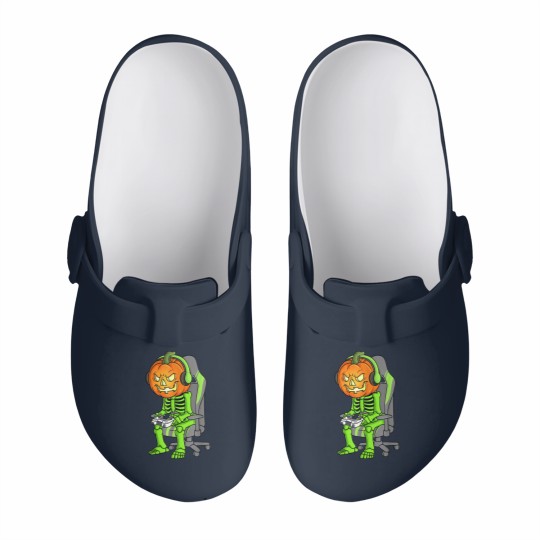 Discover Gaming Halloween Skeleton Jack O Lantern Gamer Boy Slip On Clogs