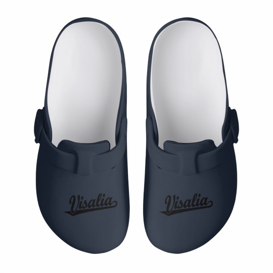 Discover Visalia script logo in black Slip On Clogs