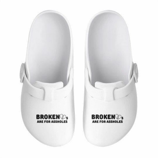 Discover Broken Hearts Are For Assholes Frank Zappa (in black letters & black heart version) Slip On Clogs