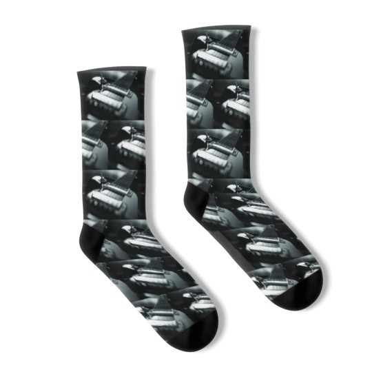 Discover Guitar - Black White Premium Matte Vertical Poster Socks