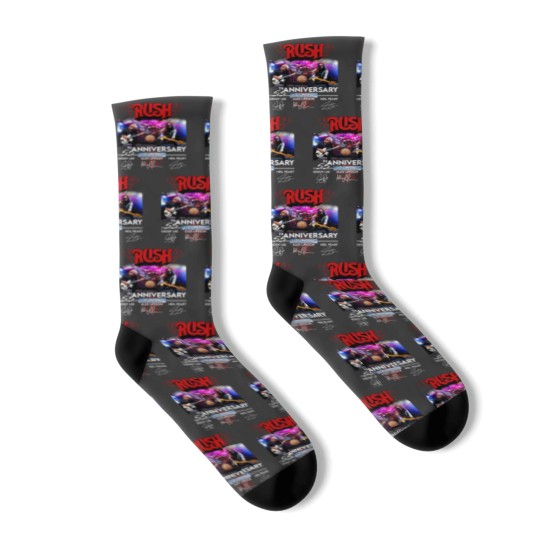 Discover 55 Years RUSH Band 1968-2023 Signatures Socks