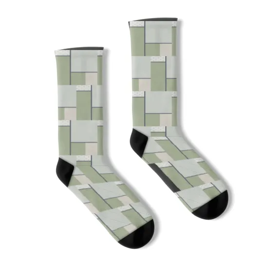 Discover Modern Minimalist Abstract Color Block in Sage Green Socks