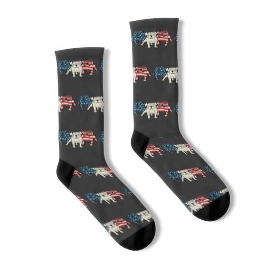 Discover USA American English Bulldog 2Animal Dog Lover Puppy Owner Socks