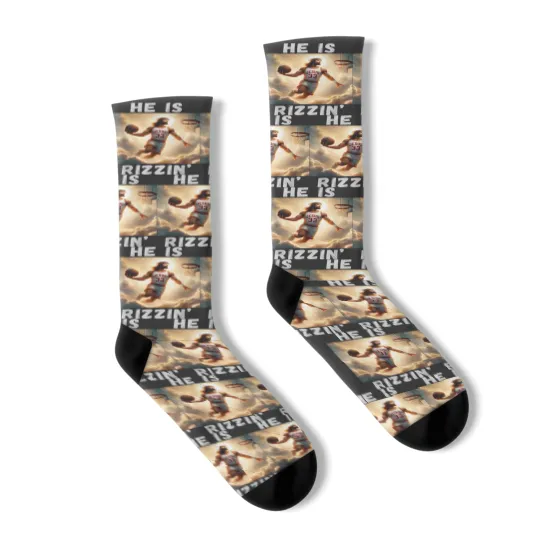 Discover He Is Rizzin Funny Jesus Playing Basketball Jesus Rizzin  Gift Socks