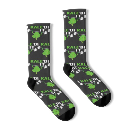 Discover I Kaled It Funny Weightlifting Kale Gym Work Out Pun Socks