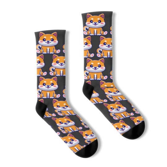 Discover Cute Shiba Inu Sitting Cartoon Cute Shiba Inu Sitting Cartoon Socks