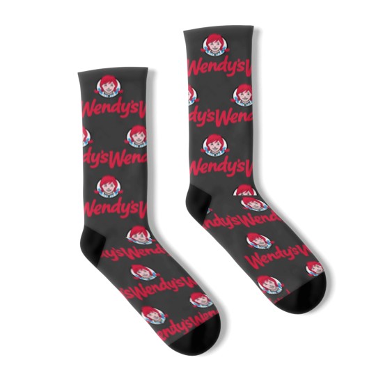 Discover Wendys Fast Food restaurant Logo Socks