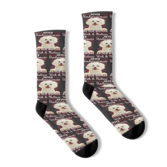 Discover Dog Maltese Never underestimate an old woman with a Maltese Socks