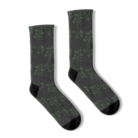 Discover 3 swallows and willow leaves Active Socks