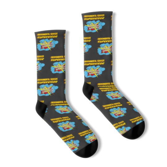 Discover Environmental Services Supervisor Funny Superhero Job Socks