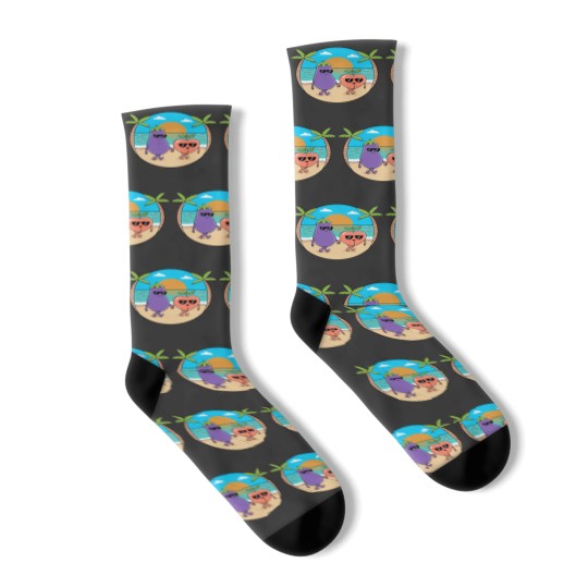 Discover Eggplant and Peach Vacation Socks