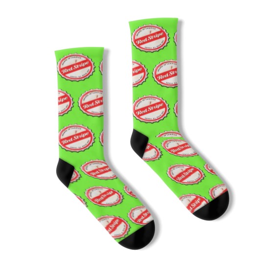 Discover Red Stripe Bottle Cap Socks