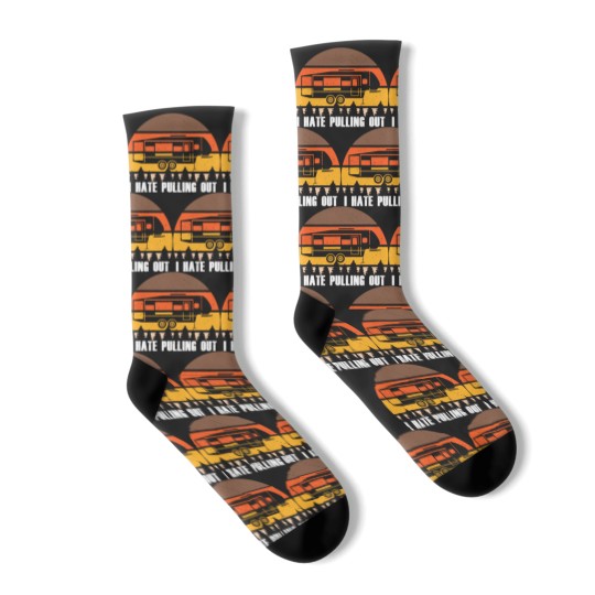 Discover Funny Camping I Hate Pulling Out Retro Sunset Pull Socks