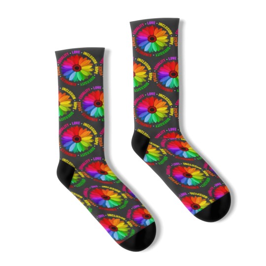 Discover Kindness Peace Equality Love Inclusion Hope Diversity Socks