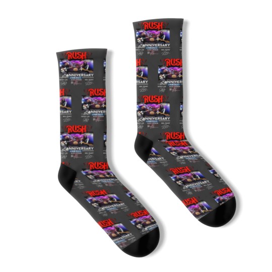 Discover New 55 Years RUSH Band 1968-2023 Signatures Socks