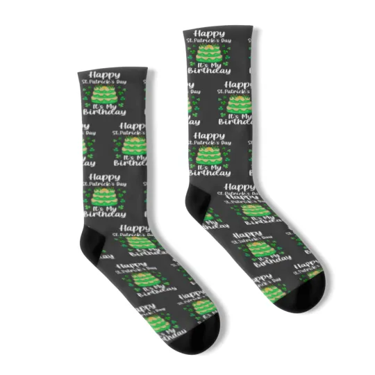Discover Happy St. Patrick's Day It's My Birthday Shamrock Irish Socks