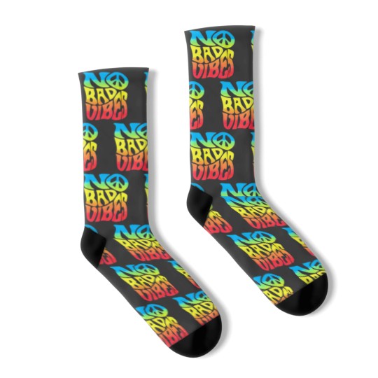 Discover No bad vibes large navy Socks
