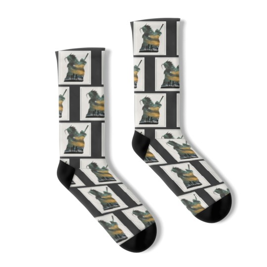 Discover Final Fantasy 7 VII Zack and Cloud Minimalist Art Socks