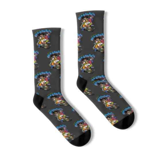 Discover Goku and Bulma driving a motorbike Socks, Dragon Ball Z Anime Socks