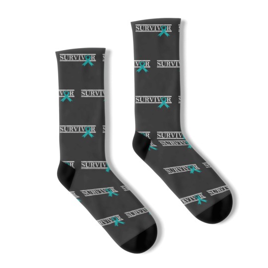 Discover Ovarian Cancer Survivor Teal Ribbon Ovarian Cancer Socks