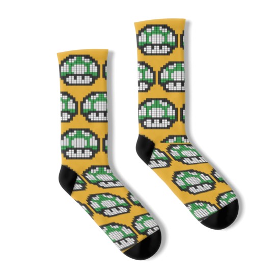 Discover 8Bit - Green Mushroom 1Up Socks