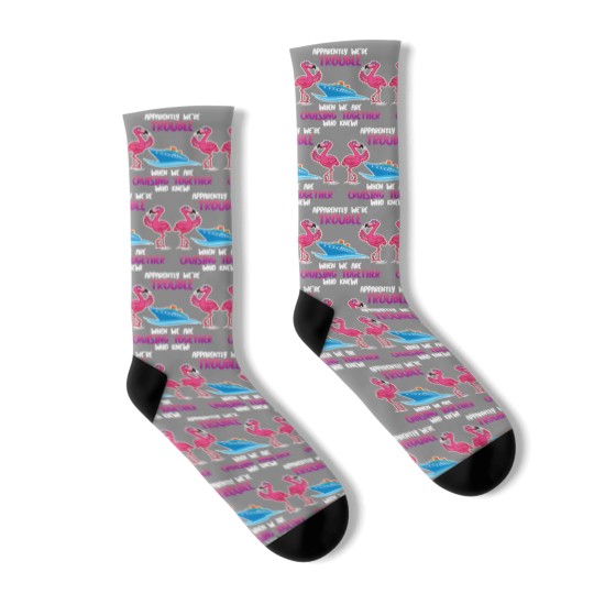 Discover Apparently we are trouble Flamingo Cruise ship Socks