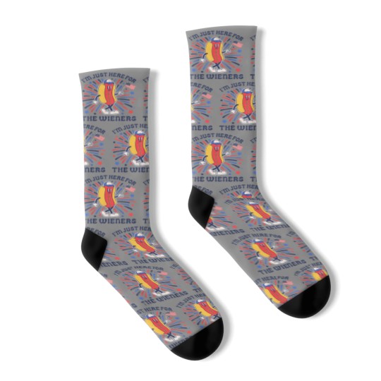 Discover I'm Just Here For The Wieners 4th of July Funny Hotdog Flag Socks