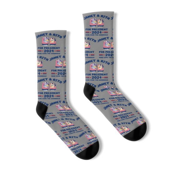 Discover Janet and Rita For President 2024 Election Socks, BlueyDad Lovers Socks